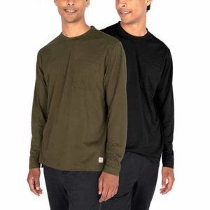 NWT Wrangler Men 2 Pack Long Sleeve Layering Work Tee Sz M Black/Green $50 FLI27